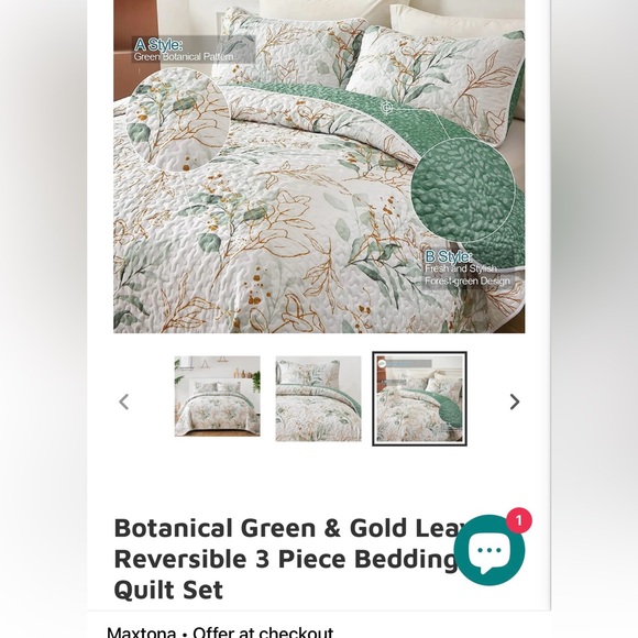 Comforter 3 piece bedding quilt set. NEW - Picture 3 of 3